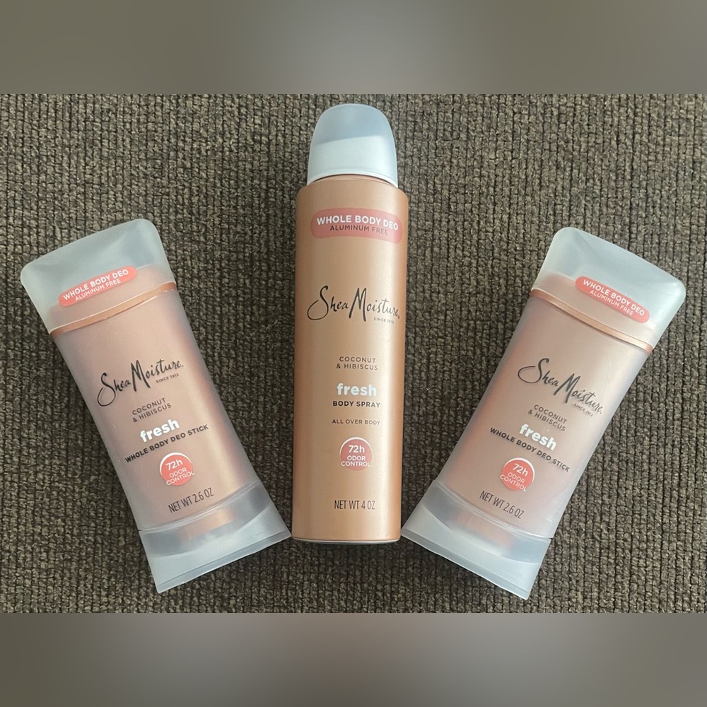 NEW Bundle of 3 Shea Moisture Whole Body Deodorants (2 Sticks & 1 Body Spray)